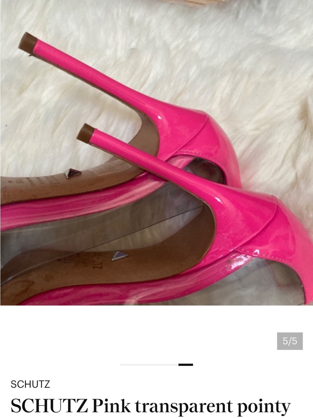 SCHUTZ Hot Pink Clear Panel Pointed Toe Pumps - Picture 5 of 5